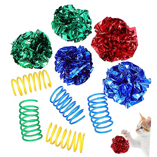 BELLIFFY 1 Set Katzenspielzeug Kätzchen Frühlingsspielzeug Katzenknisterball Spielzeug Kätzchenspielzeug Knisterbälle Katzenfederspielzeug Spirale Katzenknisterspielzeug von BELLIFFY