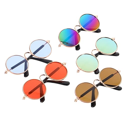 BELLIFFY 2 Sets Modische Hundebrillen Stilvolle Haustier-Sonnenbrillen Haustierbrillen Für Hunde Harz Metall Foto-Requisiten 5 Stück * 2 von BELLIFFY
