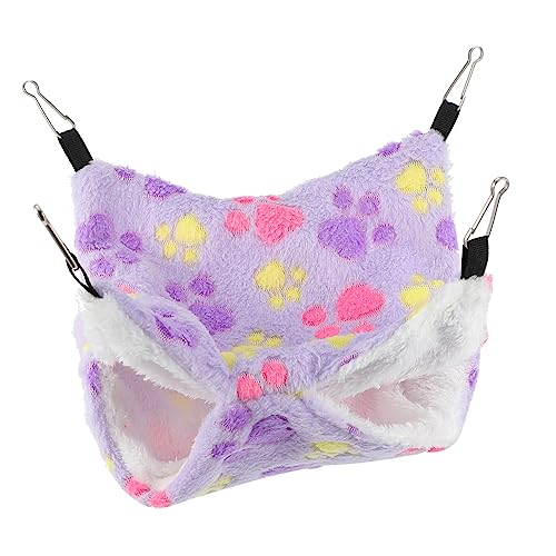 BELLIFFY 1stk Hamster Hängematte Hängende Schlafsäcke Wintertiere Hängebett Für Kleintiere Hamster Hängebett Hamster Hängendes Nest Hasen-kuscheltiere Kleintierhängematte Plüsch Violett von BELLIFFY
