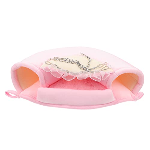BELLIFFY 1stk Hamster-tunnelnest Chinchilla Schaukelhaus Hängematte Für Hamster Mäuse Bett Einstreu Für Meerschweinchenkäfige Hamsterhausbett Kaninchen Warmes Kissen Rosa Diamantvlies von BELLIFFY