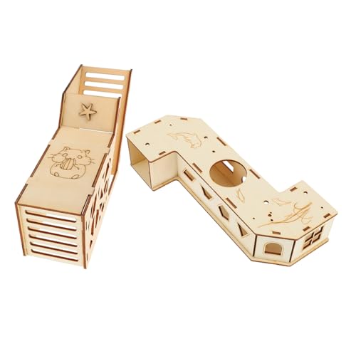 BELLIFFY 2 Stück Hamster Teiliges Holz Tunnel Labyrinth Haustier Versteck für Zwerghamster und Kleine Nagetiere zum Klettern und Verstecken Langlebig und Abnehmbar BELLIFFY 2 Stück Hamster Teiliges Holz Tunnel Labyrinth Haustier Versteck für Zwerghamster und Kleine Nagetiere zum Klettern und Verstecken Langlebig und Abnehmbar von BELLIFFY
