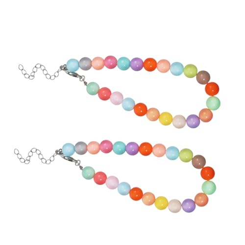 BELLIFFY 2 Stück Teiliges Beaded Hundehalsband Verstellbar Candy Farben Halskette für Kleine Hunde Welpen Modisches Strapazierfähiges Schmuckzubehör für Alltag und Besondere Anlässe von BELLIFFY