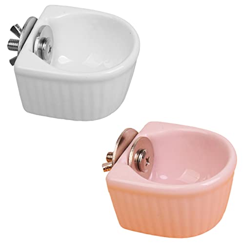 BELLIFFY 2stücke Futternapf Für Haustiere Keramik Eichhörnchen Spender Hängen Schüssel Fütterung Haushalt Pet Bowl Zum Aufhängen Am Käfig Leicht Zu Reinigen von BELLIFFY