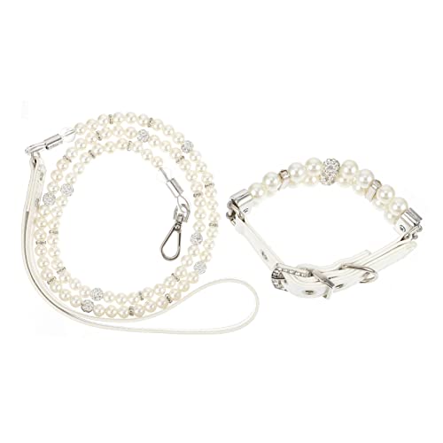 BELLIFFY 2stücke Hundehalsband Und Leine Mit Perlen Verstellbare Hundehalskette Und Führleine Für Kleine Bis Mittelgroße Hunde Für Besondere Anlässe Wie Hochzeiten Und von BELLIFFY