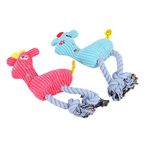 BELLIFFY 2stücke Plüsch Hundespielzeug Im Fawn-Design Quietschendes Bissfestes Kauspielzeug Für Hunde Spielzeug Für Training Beschäftigung Von Haustieren Blau Rosé von BELLIFFY