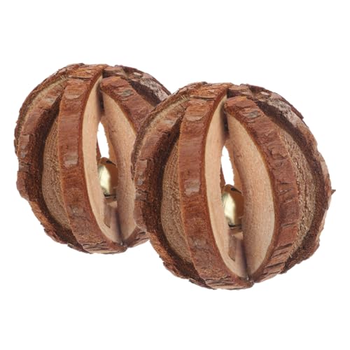 BELLIFFY 2stücke Lustige Holz-kau-bälle Für Hamster Und Kaninchen Natürliches Kauspielzeug Mit Glocke Zur Zahnpflege Und Spielvergnügen Geeignet Für Kleintiere Und Nager von BELLIFFY