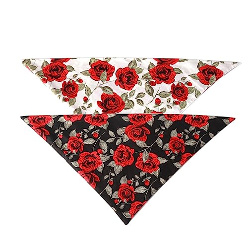 BELLIFFY Haustier-hundehalsband Valentinstag Rose Bib Dreieckiges Haustier-speichelhalsband Bequemes Party-zubehör Aus Baumwolle von BELLIFFY