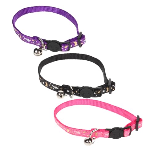 BELLIFFY 3stücke Teiliges Verstellbarer Katzenhalsbänder Mit Glöckchen Und Reflektierenden Elementen Geeignet Für Katzen Und Kätzchen Schwarz Und Rosa Für Sicheres Bei von BELLIFFY