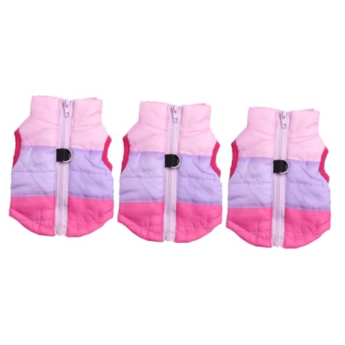 BELLIFFY 3-teiliges Set Mit Warmen Hundemänteln Wasserdicht Für Den Winter Weste Hundejacke Für Kaltes Wetter Haustierkleidung Heimtierbedarf Größe Xs Rosy von BELLIFFY