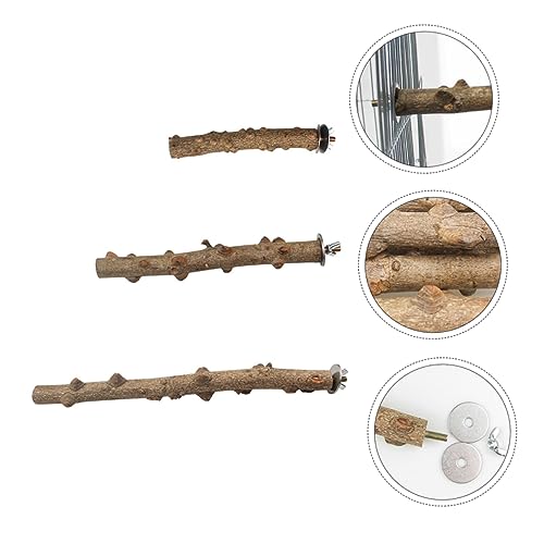BELLIFFY 3-teilige Holz Vogelstange Papageienständer Holz Vogelständer Kletterstange Für Vögel von BELLIFFY