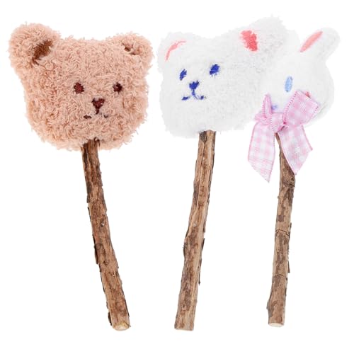 BELLIFFY 3stücke Katzenminze Teaser-spielzeugset Interaktive Katzenangel Mit Niedlichen Designs Kaninchen Weißer Bär Für Gesunde Und Kätzchen von BELLIFFY