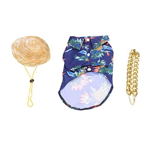BELLIFFY 3stücke Teiliges Hawaiianisches Hundekostüm Haustiere T-Shirt Strohhut Und Halskette Für Sommerpartys Geburtstagsfeiern Und Cosplay Für Kleine Bis Mittelgroße Hunde BELLIFFY 3stücke Teiliges Hawaiianisches Hundekostüm Haustiere T-Shirt Strohhut Und Halskette Für Sommerpartys Geburtstagsfeiern Und Cosplay Für Kleine Bis Mittelgroße Hunde von BELLIFFY