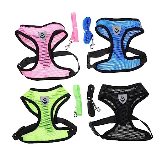 BELLIFFY Haustierbedarf 4 Sets Hundeleine Atmungsaktives Mesh-hundewesten-kit Hund Hundeleine Zum Ziehen Seil-Set von BELLIFFY