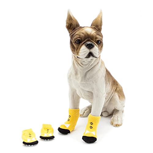 BELLIFFY 4 Stück rutschfeste Hundesocken aus Baumwolle Pfotenfreundlich Dehnbar für Welpen für Drinnen und Draußen Schützt vor Kälte und Schmutz von BELLIFFY