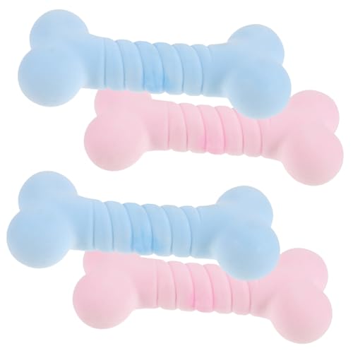 BELLIFFY 4 Stück Teiliges Mittelgroßes TPR Gummi Hundekauspielzeug Blau Robustes Kauspielzeug zur Zahnpflege Interaktiver Beißstab für Welpen und Erwachsene Hunde Fördert Intelligenz und von BELLIFFY