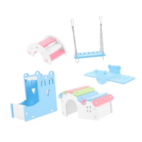 BELLIFFY 5stücke Teiliges Hamster-Spielzeug-Set Regenbogen-Haus Und Wippe Interaktive Brücke Für Kleintiere Für Hamster Und Andere Kleine Haustiere Farbenfrohes Design Fördert Bewegung von BELLIFFY