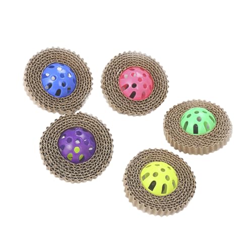BELLIFFY Katzenspielzeug Aus Kunststoff Und Wellpappe – 5 Glockenverzierte Kratzbretter Für Hauskatzen BELLIFFY Katzenspielzeug Aus Kunststoff Und Wellpappe – 5 Glockenverzierte Kratzbretter Für Hauskatzen von BELLIFFY