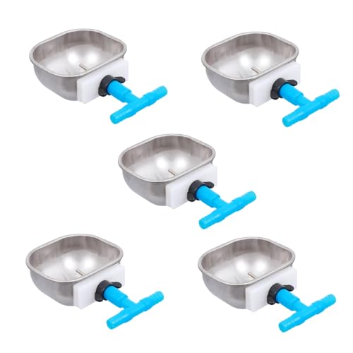 BELLIFFY Automatischer Wasserspender Schüssel 5 Stück Edelstahl Geflügel Wasserbehälter Sicher für Haustiere von BELLIFFY