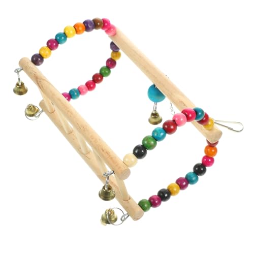 BELLIFFY Bunte Holzperlen Vogelhängeschaukel für Papageien und Kleine Vögel Sicheres Kauspielzeug und Sitzstange Langlebiges Vogelspielzeug für Käfig Kreatives Schaukelspielzeug für von BELLIFFY