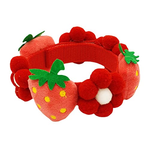 BELLIFFY Hundehalsband mit Blumen- und Erdbeermuster personalisierte für Haustiere dekoratives Haustier-Halsdekor von BELLIFFY