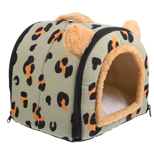 BELLIFFY Warmes Hamsterhaus Nest Meerschweinchenbett Versteck Leopardenmuster Für Komfort von BELLIFFY