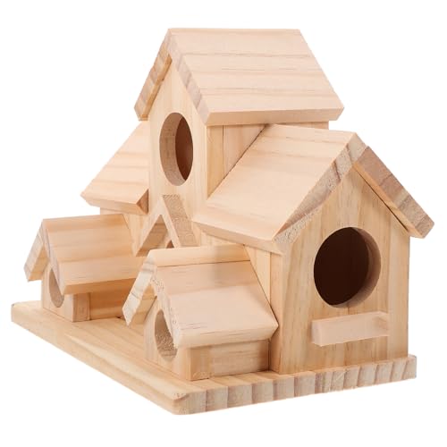 BELLIFFY 6loch Hängendes Vogelhaus Aus Holz Für Wildvögel Rustikale Nistbox Für Garten Terrasse Und Balkon Einfache Installation Und Charmantes Design Für Vogelbeobachtung Und von BELLIFFY