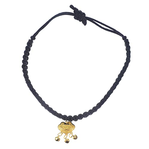 BELLIFFY Haustier Halskette Hunde hundekragen katzenhalsband dekoratives Hundegoldschloss Halskette mit Hundekette Multifunktions-Metallglocken Haustierzubehör Polyester Black von BELLIFFY