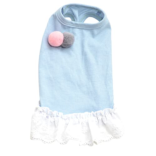 BELLIFFY Sommer Hundekleidung Himmelblaues Kurzes Rock Mit Pompons Atmungsaktive Spitzenkleidung Für Hunde Rundhalsausschnitt Weste Kostüm Haustierbekleidung – Größe XL BELLIFFY Sommer Hundekleidung Himmelblaues Kurzes Rock Mit Pompons Atmungsaktive Spitzenkleidung Für Hunde Rundhalsausschnitt Weste Kostüm Haustierbekleidung – Größe XL von BELLIFFY