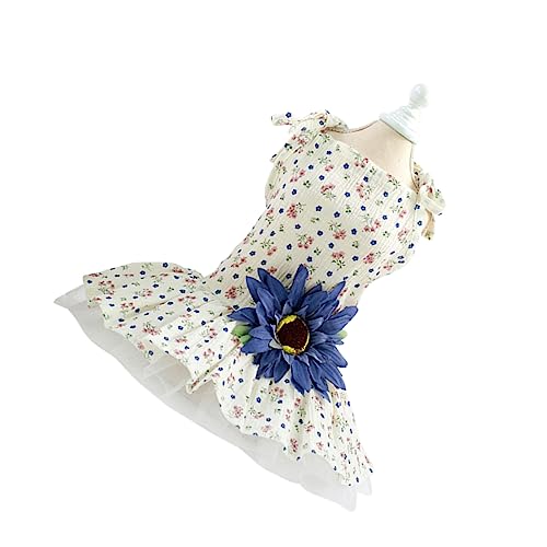 BELLIFFY Hundekleid Daisy Design Elegantes Hochzeitskostüm Für Haustiere Blauer Spitzenrock XL Für Feiern Fotos Bequem Atmungsaktiv von BELLIFFY