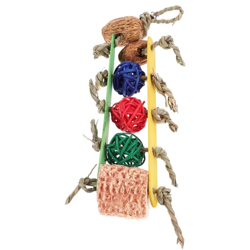 BELLIFFY Kauspielzeug Für Vögel Vogelspielzeugball Spielzeug Für Sittiche Hängende Nahrungssuche Dekorative Kugeln Aus Rattan Papageienzubehör Beißspielzeug Für Papageienkäfige Hölzern von BELLIFFY