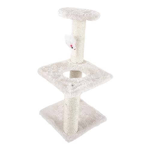 BELLIFFY Katzenkratzbaum 3-stufiger Indoor-Spielplatz Mit Hängeball Kratzbrett Für Katzen Bequemer Ruhemöglichkeit Für Kitten von BELLIFFY