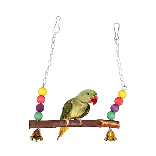BELLIFFY Papageienschaukel Aus Holzperlen Papageien-hängespielzeug Vogel-holzschaukel Lernschaukel Für Nymphensittiche von BELLIFFY