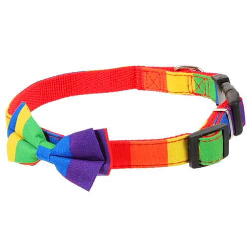 BELLIFFY Regenbogen Hundehalsband Aus Stoff Verstellbar Für Kleine Hunde Sicher Und Stabil Wiederverwendbar Für Partys Und Alltag von BELLIFFY