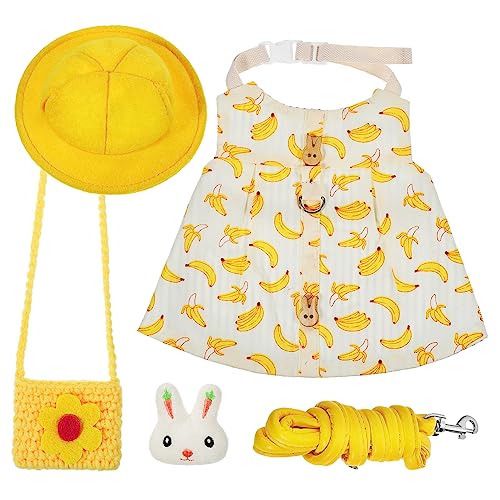 BELLIFFY Kleintier Kostüm Set Mit Banane Druck Verstellbares Geschirr Leine Mini-Hut Tasche Und Niedlicher Hasen-anstecker Für Frettchen Und Kaninchen Für Ausflüge Und Feiern BELLIFFY Kleintier Kostüm Set Mit Banane Druck Verstellbares Geschirr Leine Mini-Hut Tasche Und Niedlicher Hasen-anstecker Für Frettchen Und Kaninchen Für Ausflüge Und Feiern von BELLIFFY