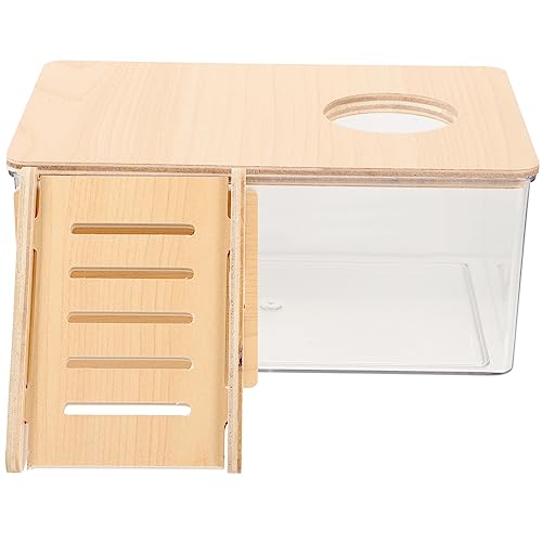 BELLIFFY Transparente Hamster Sandbad Box mit Holzleiter für Kleine Haustiere Wie Hamster und Chinchillas zu Reinigen und Platzsparend Ergänzung für Käfigzubehör Teiliges Sandbad von BELLIFFY