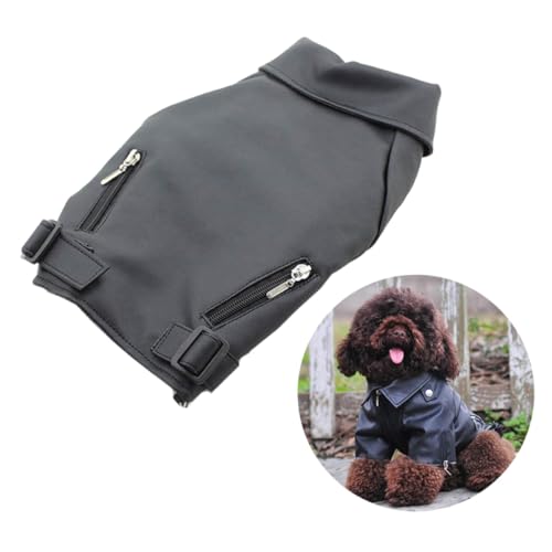 BELLIFFY Warmer Hundemantel aus PU Material Winddichte Leichte Welpenjacke mit Reißverschluss Vintage Stil Sichere Reflektierende Farbe für Kalte Tage und Outdoor Spaziergänge von BELLIFFY