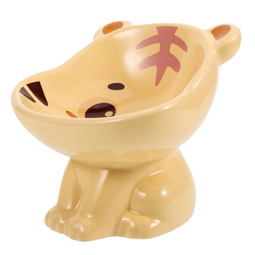 BELLIFFY Katzenfutternapf Aus Keramik Erhöhter Rutschfester Katzennapf Ergonomisches Design Für Komfortables Fressen Für Trocken Und Nassfutter Stilvoller Cartoon-Look Mit Tiger- von BELLIFFY
