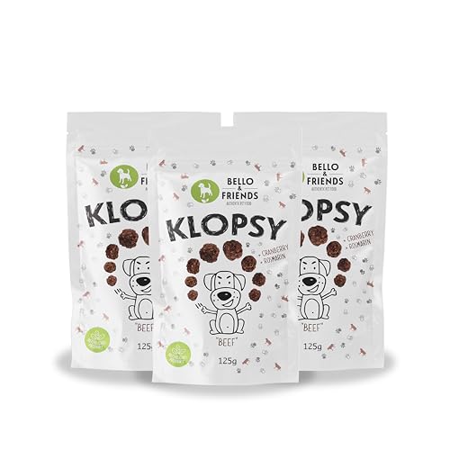 Bello & Friends Klopsy Beef, 3er Pack, 3 x 125 g, hochwertiger Rind Hundesnack getreidefrei und proteinreich, für Training und Belohnung Bello & Friends Klopsy Beef, 3er Pack, 3 x 125 g, hochwertiger Rind Hundesnack getreidefrei und proteinreich, für Training und Belohnung von BELLO & FRIENDS AUTHENTIC PET FOOD