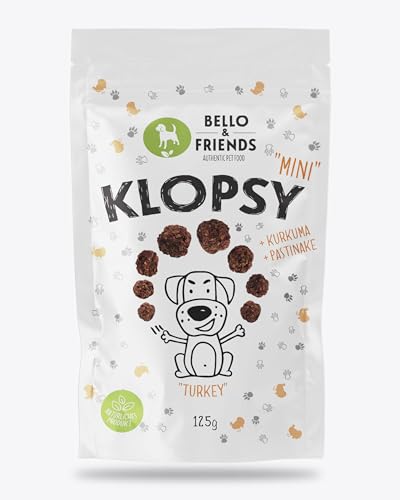 Bello & Friends Klopsy Mini Turkey, 125 g, hochwertiger Pute Hundesnack getreidefrei und proteinreich, für Training und Belohnung Bello & Friends Klopsy Mini Turkey, 125 g, hochwertiger Pute Hundesnack getreidefrei und proteinreich, für Training und Belohnung von BELLO & FRIENDS AUTHENTIC PET FOOD