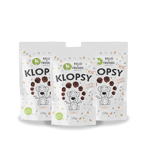 Bello & Friends Klopsy Mini Turkey, 3er Pack, 3 x 125 g, hochwertiger Pute Hundesnack getreidefrei und proteinreich, für Training und Belohnung Bello & Friends Klopsy Mini Turkey, 3er Pack, 3 x 125 g, hochwertiger Pute Hundesnack getreidefrei und proteinreich, für Training und Belohnung von BELLO & FRIENDS AUTHENTIC PET FOOD