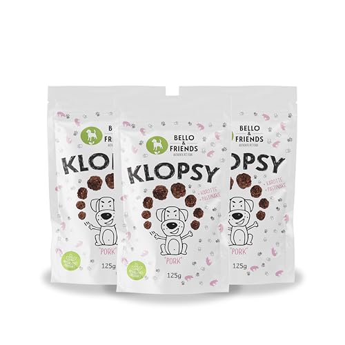 Bello & Friends Klopsy Pork, 3er Pack, 3 x 125 g, hochwertiger Schwein Hundesnack getreidefrei und proteinreich, für Training und Belohnung Bello & Friends Klopsy Pork, 3er Pack, 3 x 125 g, hochwertiger Schwein Hundesnack getreidefrei und proteinreich, für Training und Belohnung von BELLO & FRIENDS AUTHENTIC PET FOOD