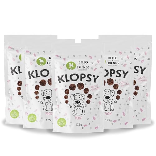 Bello & Friends Klopsy Pork, 5er Pack, 5 x 125 g, hochwertiger Schwein Hundesnack getreidefrei und proteinreich, für Training und Belohnung Bello & Friends Klopsy Pork, 5er Pack, 5 x 125 g, hochwertiger Schwein Hundesnack getreidefrei und proteinreich, für Training und Belohnung von BELLO & FRIENDS AUTHENTIC PET FOOD