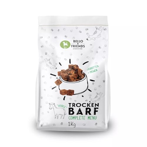 Bello & Friends Trockenbarf Complete Pferd, Hundefutter luftgetrocknet ohne Zusätze, Trockenfutter mit Obst und Gemüse, 1 kg Bello & Friends Trockenbarf Complete Pferd, Hundefutter luftgetrocknet ohne Zusätze, Trockenfutter mit Obst und Gemüse, 1 kg von BELLO & FRIENDS AUTHENTIC PET FOOD