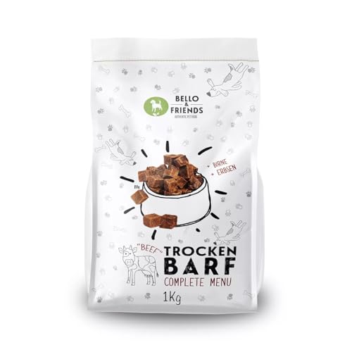 Bello & Friends Trockenbarf Complete Rind, Hundefutter luftgetrocknet ohne Zusätze, Trockenfutter mit Obst und Gemüse, 1 kg Bello & Friends Trockenbarf Complete Rind, Hundefutter luftgetrocknet ohne Zusätze, Trockenfutter mit Obst und Gemüse, 1 kg von BELLO & FRIENDS AUTHENTIC PET FOOD