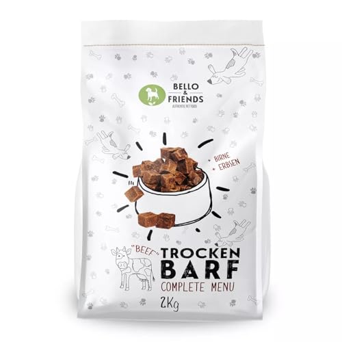 Bello & Friends Trockenbarf Complete Rind, Hundefutter luftgetrocknet ohne Zusätze, Trockenfutter mit Obst und Gemüse, 2 kg Bello & Friends Trockenbarf Complete Rind, Hundefutter luftgetrocknet ohne Zusätze, Trockenfutter mit Obst und Gemüse, 2 kg von BELLO & FRIENDS AUTHENTIC PET FOOD
