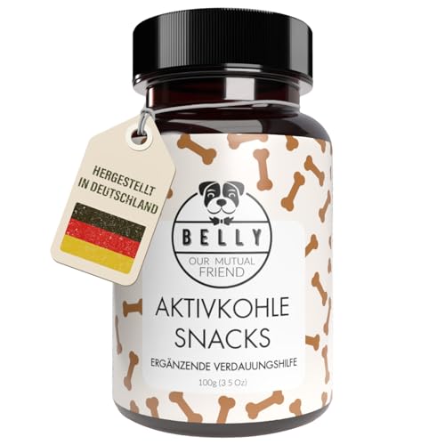 Belly Natürliche Kohletabletten Hund - 100g - Aktivkohle Tabletten gegen Durchfall & zum Aufbau von Darmbakterien, Hund Darmflora aufbauen, mit Antioxidantien, Vitaminen und Mineralien, vegan von BELLY OUR MUTUAL FRIEND