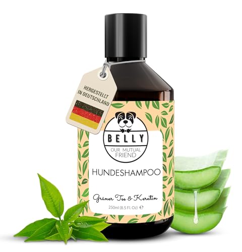 Belly® Anti-Geruch Hundeshampoo - 250ml - Feuchtigkeitsspendendes und beruhigendes Hundeshampoo auf Basis von Grüntee & Aloe Vera, Neutraler pH-Wert, Vegan, Silikon- und Parabenfrei, Grüntee-Aroma von BELLY OUR MUTUAL FRIEND