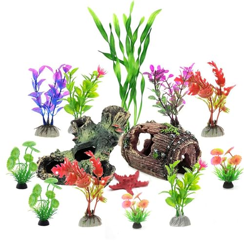 BELOWSYALER 14 Stück Baum-Ornamente, schöne natürliche Aquascapes, künstliche Wasserpflanze mit einfacher Installation und Wartung von BELOWSYALER