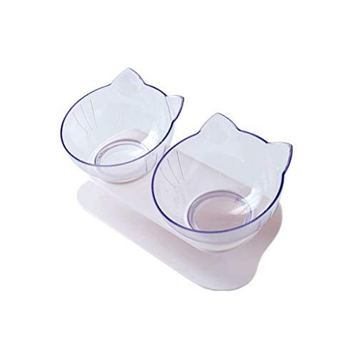 BELTI Pet Adjustable Tilting Bowl Cats Hunde füttern Futter Wasserbehälter Single Double Bowls Transparente Katzenohrform von BELTI