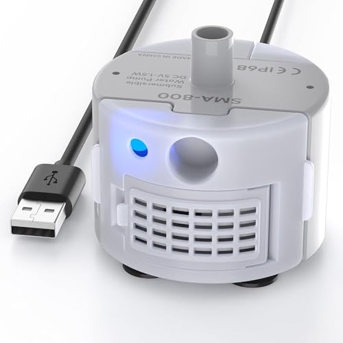 BEMOONY Katzenbrunnen-Pumpe, Geeignet für 3.2L Trinkbrunnen für Katze(H7), Ultraleise, Anti-Trockenbrand, Eingebautes Led-Licht von BEMOONY
